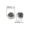 Bild von Zinklegierung Micro Pave Quaste Perlkappe Fächer-Form Antiksilber Dunkelgrau Welle Sektfarben Strassstein 23mm x 18mm, 2 Stück