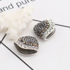Bild von Zinklegierung Micro Pave Quaste Perlkappe Fächer-Form Antiksilber Dunkelgrau Welle Sektfarben Strassstein 23mm x 18mm, 2 Stück