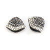 Bild von Zinklegierung Micro Pave Quaste Perlkappe Fächer-Form Antiksilber Dunkelgrau Welle Sektfarben Strassstein 23mm x 18mm, 2 Stück