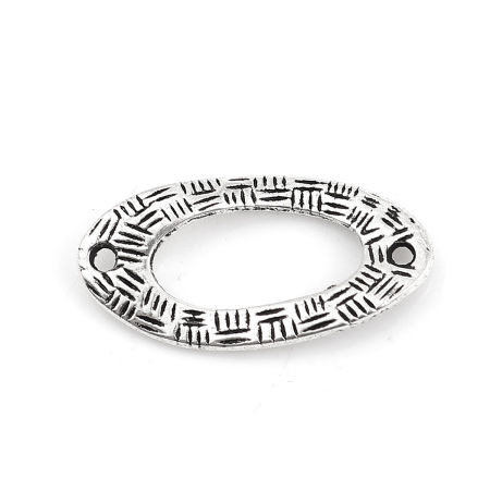Image de Connecteurs en Alliage de Zinc Courbé Argent Vieilli Ovale 23mm x 12mm, 100 Pcs