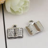 Picture of Zinc Based Alloy College Jewelry Charms Book Antique Silver Color 14mm( 4/8") x 13mm( 4/8"), 30 PCs