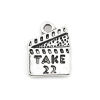 Picture of Zinc Based Alloy Charms Movie Clapper Board Antique Silver Color Message " TAKE 22 " 16mm( 5/8") x 12mm( 4/8"), 30 PCs
