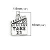 Picture of Zinc Based Alloy Charms Movie Clapper Board Antique Silver Color Message " TAKE 22 " 16mm( 5/8") x 12mm( 4/8"), 30 PCs