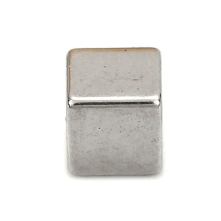Stainless Steel Blank Stamping Tags Beads For DIY Jewelry Making Cube Silver Tone Roller Burnishing 4mm x 4mm, Hole: Approx No Hole, 10 PCs