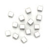 Bild von Edelstahl Leere Stempeletiketten Perlen für die DIY-Schmuckherstellung Würfel Silberfarbe Rollen polieren 4mm x 4mm, Ohne Loch Dia., Loch: Ca. 10, Stück