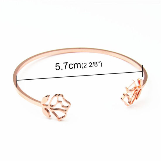 Image de Bracelet Manchette Jonc Semi-Ouvert en Acier Inoxydable Doré Rose 18cm long, 1 Pièce