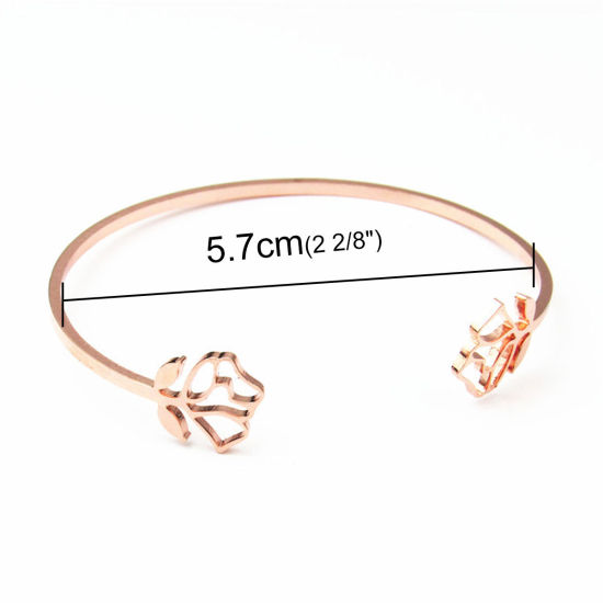 Image de Bracelet Manchette Jonc Semi-Ouvert en Acier Inoxydable Or Rose Rose 18cm long, 1 Pièce