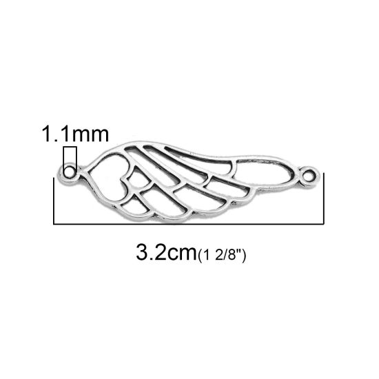 Imagen de Zamak Conectores Ala Plata Antigua 32mm x 10mm, 100 Unidades