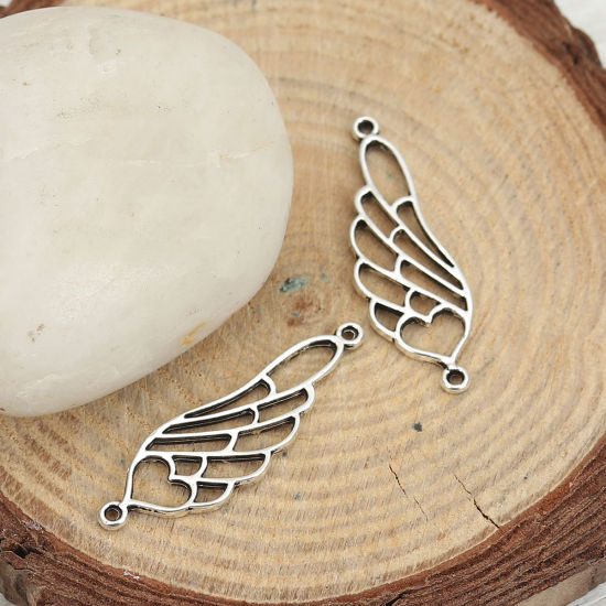 Imagen de Zamak Conectores Ala Plata Antigua 32mm x 10mm, 100 Unidades