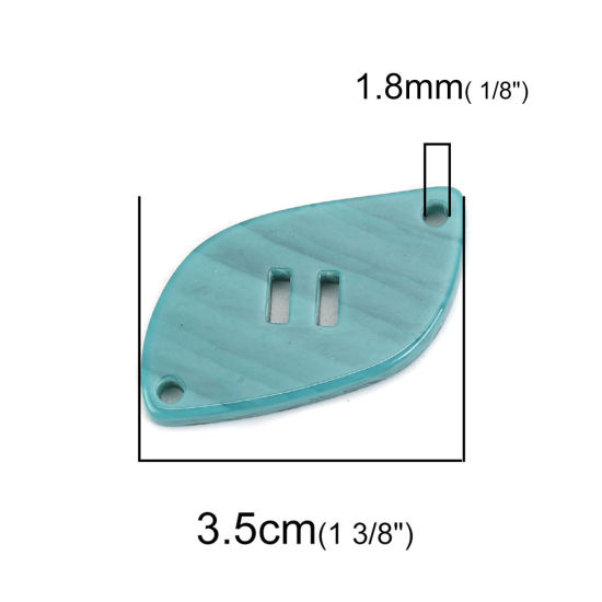 Picture of Resin Connectors Leaf Lake Blue 35mm x 18mm, 10 PCs