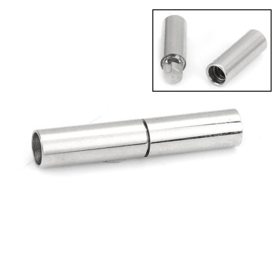 Picture of 304 Stainless Steel End Caps Cylinder Silver Tone 21mm( 7/8") x 4mm( 1/8"), 1 Piece