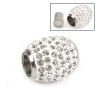 Picture of 304 Stainless Steel Magnetic Clasps Barrel Silver Tone White Rhinestone 16mm( 5/8") x 14mm( 4/8"), 1 Piece