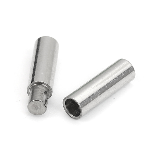 Image de Embouts pour Cordons en 304 Acier Inoxydable Colonne Argent Mat 21mm x 3mm, 1 Pièce