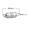 Picture of 304 Stainless Steel Magnetic Clasps Cylinder Silver Tone 26mm(1") x 8mm( 3/8"), 1 Piece