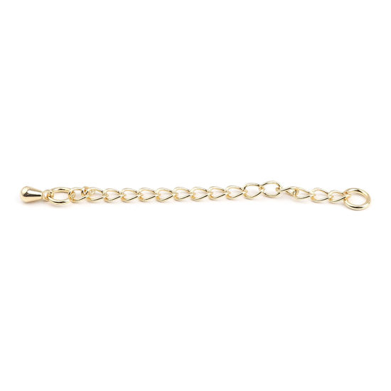 Picture of 2 PCs Brass Extender Chain Drop Real Gold Plated 6cm(2 3/8") long