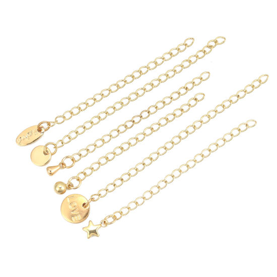 Picture of 2 PCs Brass Extender Chain Drop Real Gold Plated 6cm(2 3/8") long