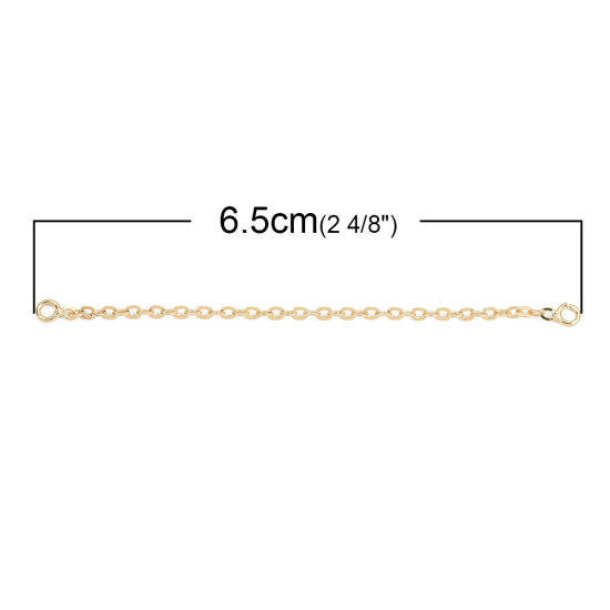 Picture of Brass Extender Chain For Jewelry Necklace Bracelet Real Gold Plated 6.5cm(2 4/8") long, 2 PCs