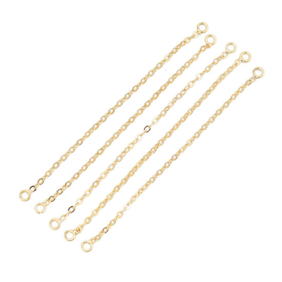 Picture of Brass Extender Chain For Jewelry Necklace Bracelet Real Gold Plated 6.5cm(2 4/8") long, 2 PCs