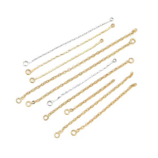 Picture of Brass Extender Chain For Jewelry Necklace Bracelet Real Gold Plated 6.5cm(2 4/8") long, 2 PCs