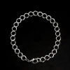 Picture of Iron Based Alloy Link Curb Chain Lobster Clasp Bracelets Rhombus Silver Plated 20cm(7 7/8") - 19cm(7 4/8") long, 1 Set ( 12 PCs/Set)