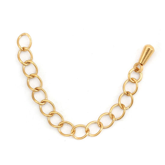 Picture of Stainless Steel Extender Chain For Jewelry Necklace Bracelet Gold Plated Drop 6cm(2 3/8") long, Usable Chain Length: 5cm, 5 PCs