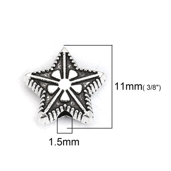 100pcs 10x8mm Pentagram Star Shape Charms Antiuqe Silver Color