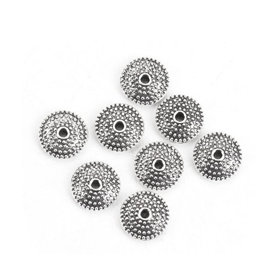 Picture of Zinc Based Alloy Spacer Beads Round Antique Silver Color About 10mm Dia, Hole: Approx 1.2mm, 50 PCs