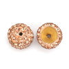 Picture of Brass Cord End Caps Round (Fits 7.4mm Cord) Orange Pink Rhinestone 12mm( 4/8") x 12mm( 4/8"), 5 PCs                                                                                                                                                           