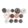 Picture of Brass Cord End Caps Round (Fits 7.4mm Cord) Orange Pink Rhinestone 12mm( 4/8") x 12mm( 4/8"), 5 PCs                                                                                                                                                           