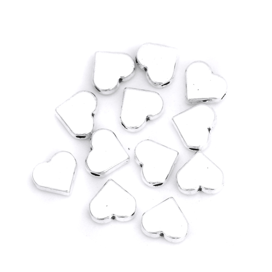 Picture of Zinc Based Alloy Spacer Beads Heart Antique Silver Color 8mm x 7mm, Hole: Approx 1.4mm, 50 PCs