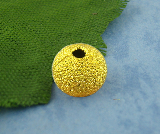 Picture of Brass Spacer Beads Ball Gold Plated Sparkledust About 6mm( 2/8") Dia, Hole: Approx 1.8mm, 150 PCs                                                                                                                                                             