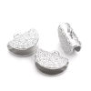 Image de Embouts pour Cordons Cordon pour Collier Bracelet en Alliage de Zinc Demi-Rond Argent Mat, Fleurs, 16mm x 13mm, 10 Pcs
