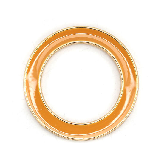 Picture of Zinc Based Alloy Connectors Circle Ring Gold Plated Ginger Enamel 4cm Dia, 5 PCs