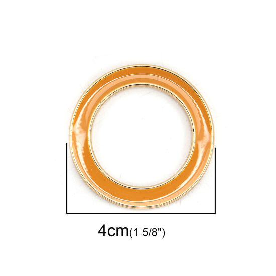 Picture of Zinc Based Alloy Connectors Circle Ring Gold Plated Ginger Enamel 4cm Dia, 5 PCs