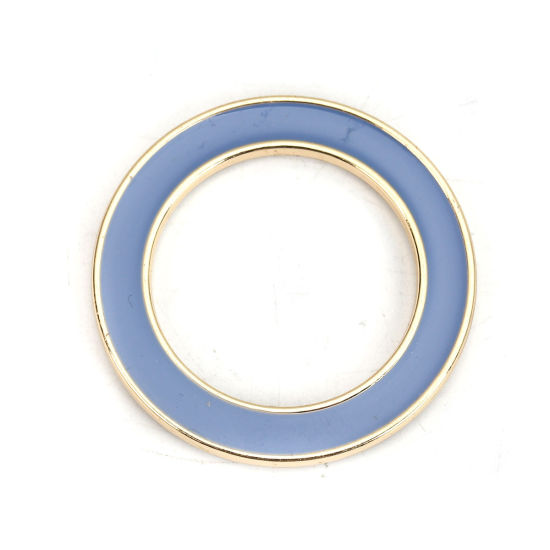 Picture of Zinc Based Alloy Connectors Circle Ring Gold Plated Blue Enamel 4cm Dia, 5 PCs