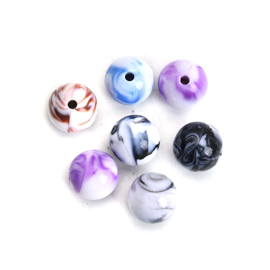 Picture of Acrylic Beads Round At Random Imitation Stone About 12mm Dia, Hole: Approx 2mm, 100 PCs