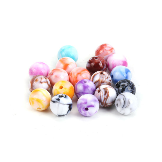 Picture of Acrylic Beads Round At Random Imitation Stone About 12mm Dia, Hole: Approx 2mm, 100 PCs