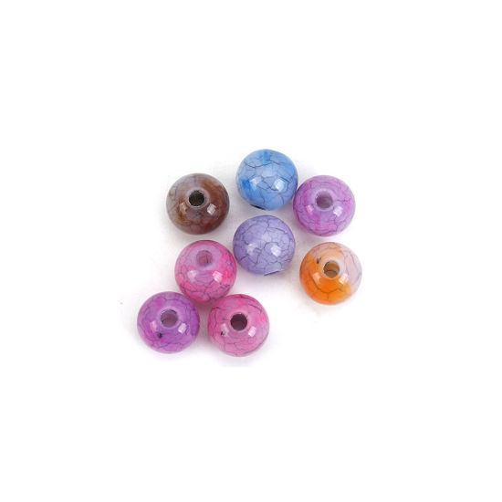 Picture of Acrylic Beads Round At Random Crack Pattern Imitation Jade About 8mm Dia, Hole: Approx 1.8mm, 300 PCs