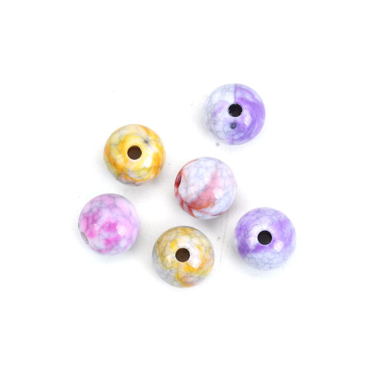 Picture of Acrylic Beads Round At Random Crack Pattern Imitation Stone About 10mm Dia, Hole: Approx 2mm, 100 PCs