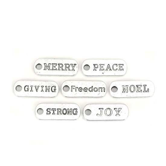 Imagen de Zamak Colgantes Charms Plata Antigua Mensaje " Libertad " 21mm x 8mm, 20 Unidades