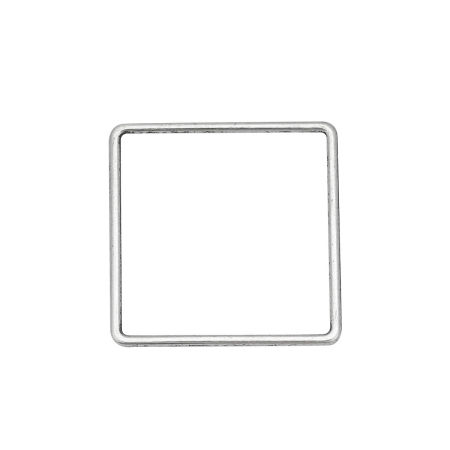 Image de Connecteurs en Alliage de Zinc Carré Argent Vieilli 35mm x 35mm, 20 Pcs