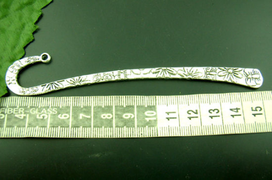 Image de Marque-Pages en Alliage de Zinc Courbé Argent Vieilli Papillons 12.4cm, 6 Pcs