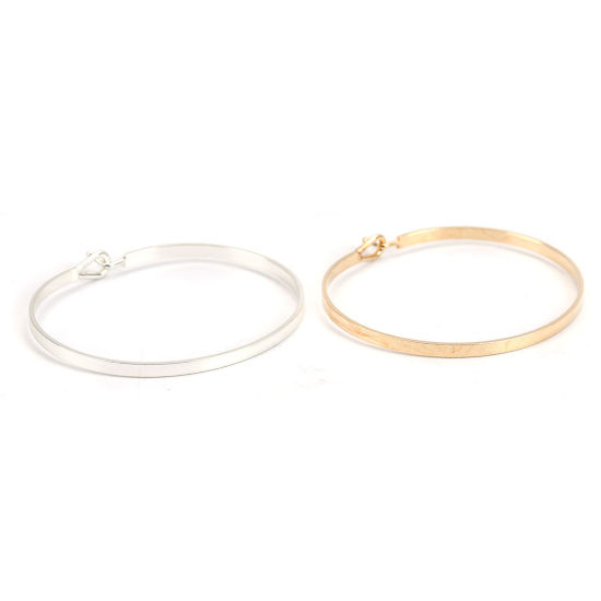 Picture of Brass Bangles Bracelets Silver Tone Blank Stamping Tags Can Open 18.5cm(7 2/8") long, 1 Piece                                                                                                                                                                 