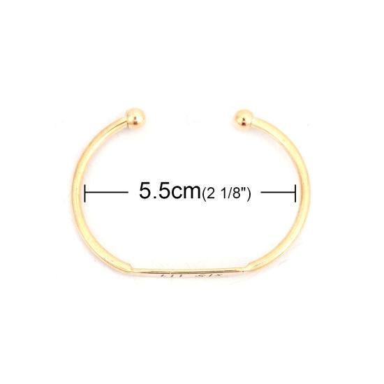 Picture of Brass Open Cuff Bangles Bracelets Rectangle Gold Plated Message " Lil Sis " 15cm(5 7/8") long, 1 Piece                                                                                                                                                        
