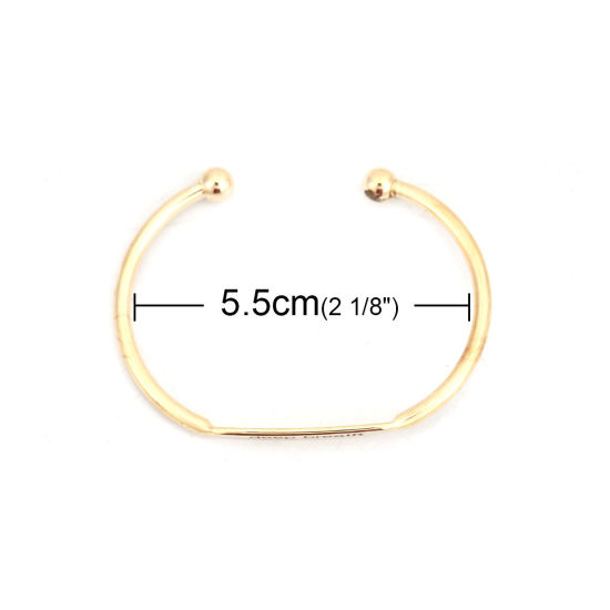 Picture of Brass Open Cuff Bangles Bracelets Rectangle Gold Plated Message " deep breath " 15cm(5 7/8") long, 1 Piece                                                                                                                                                    