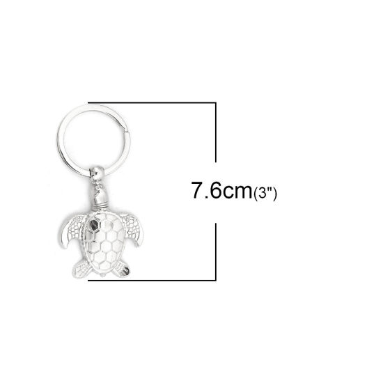 Picture of Keychain & Keyring Sea Turtle Animal Silver Tone 76mm x 37mm, 1 Piece