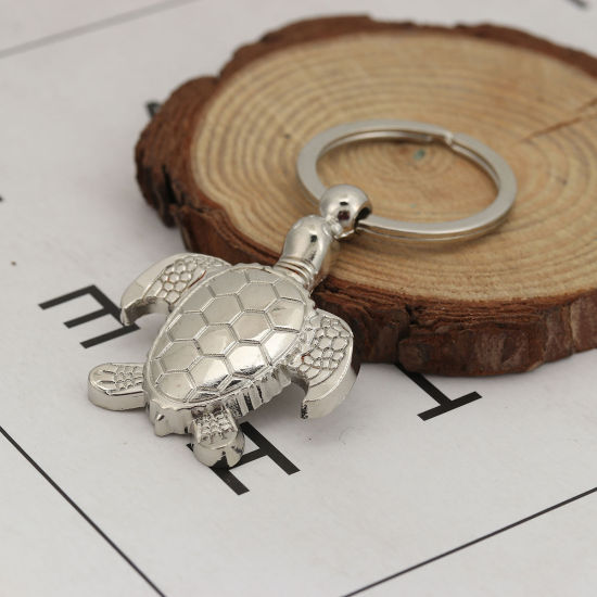 Picture of Keychain & Keyring Sea Turtle Animal Silver Tone 76mm x 37mm, 1 Piece