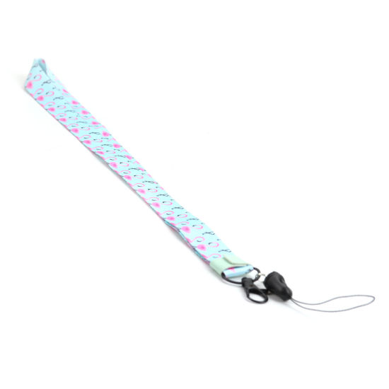 Picture of Polyester Cell Phone Lanyards Strap Mint Green Flamingo 43.5cm long, 2 PCs