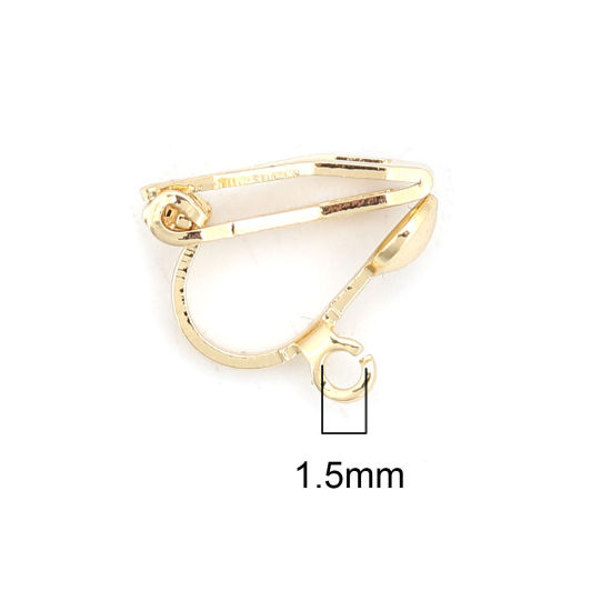 Image de Boucles d'oreilles à Clip en Laiton Plaqué Or Véritable 18K avec Boucle 12mm x 6mm, 10 Pcs