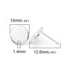 Picture of Brass Ear Post Stud Earrings Real Platinum Plated Round With Loop 10mm Dia., Post/ Wire Size: (20 gauge), 4 PCs                                                                                                                                               